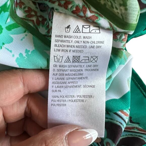 Susan Graver Women’s Printed Charmeuse Scarf Top Teal Size XL Boho Lightweight - Picture 6 of 8